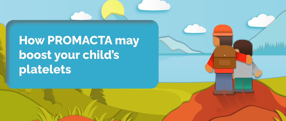 Animated patient portrayal of a father and son hiking